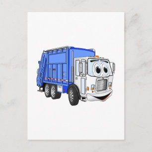 Postal Personalizado de camión de basura blanco sonriente