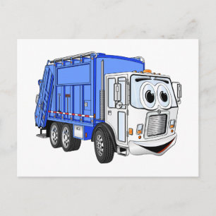 Postal Personalizado de camión de basura blanco sonriente