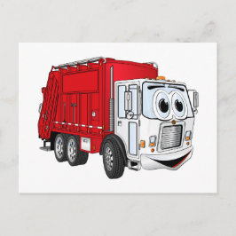 Postal Personalizado de camiones de basura roja blanca