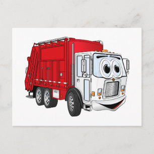 Postal Personalizado de camiones de basura roja blanca