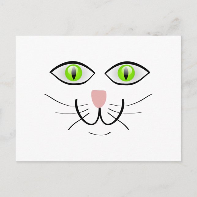 Postal Personalizado de cara de gato de ojos verdes (Anverso)