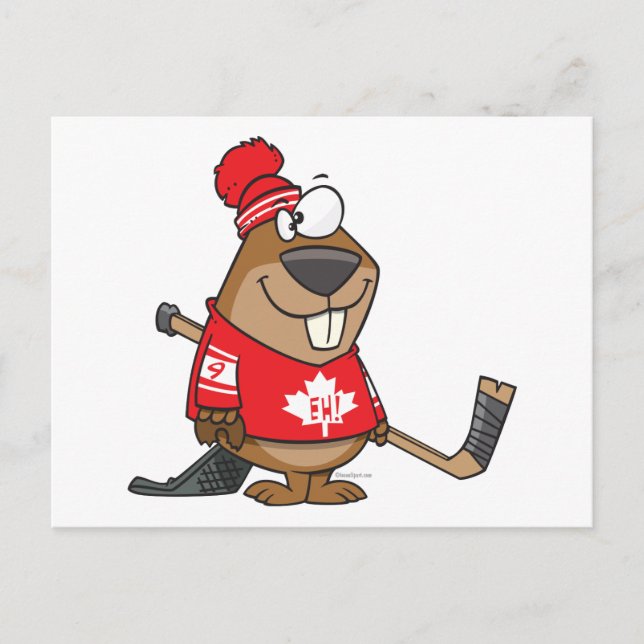 Postal personalizado de castores de hockey canadés (Anverso)