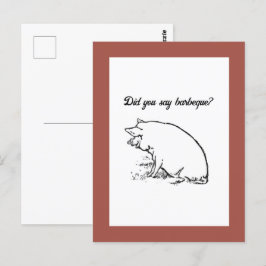 Postal Personalizado De Cerdo De Perky, Esbozo De Tinta A