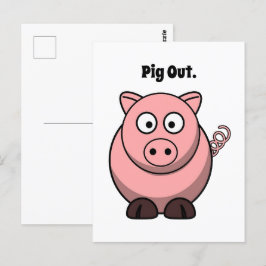Postal Personalizado de cerdo rosado de salida, divertida
