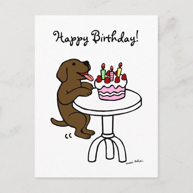 Postal Personalizado de chocolate de cumpleaños Labrador (Anverso)