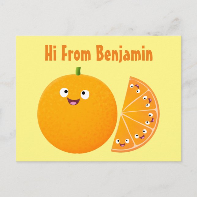 Postal Personalizado de cítricos de feliz naranja (Anverso)