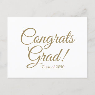 Postal Personalizado de clase de guión de oro blanco gráv