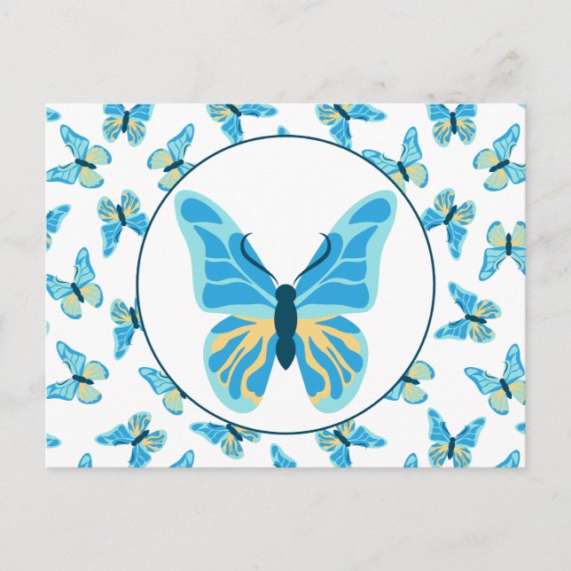 Postal Personalizado de colores de mariposas gráfico (Anverso)