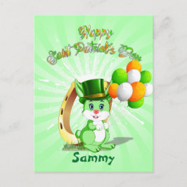 Postal Personalizado de conejo verde de Saint Patrick