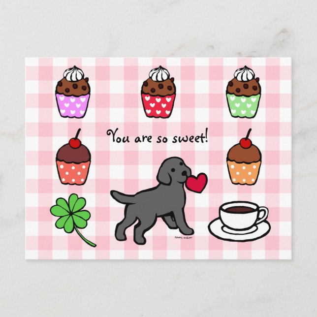 Postal Personalizado de corazón de cachorro de Black Lab (Anverso)