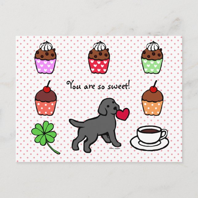 Postal Personalizado de corazón de cachorro de Black Lab (Anverso)