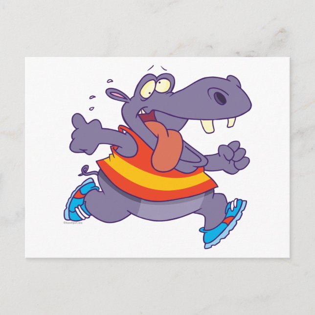 Postal personalizado de corredor de hippo divertido (Anverso)