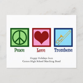 Postal Personalizado de Cute Jugador de Trombone Peace Lo