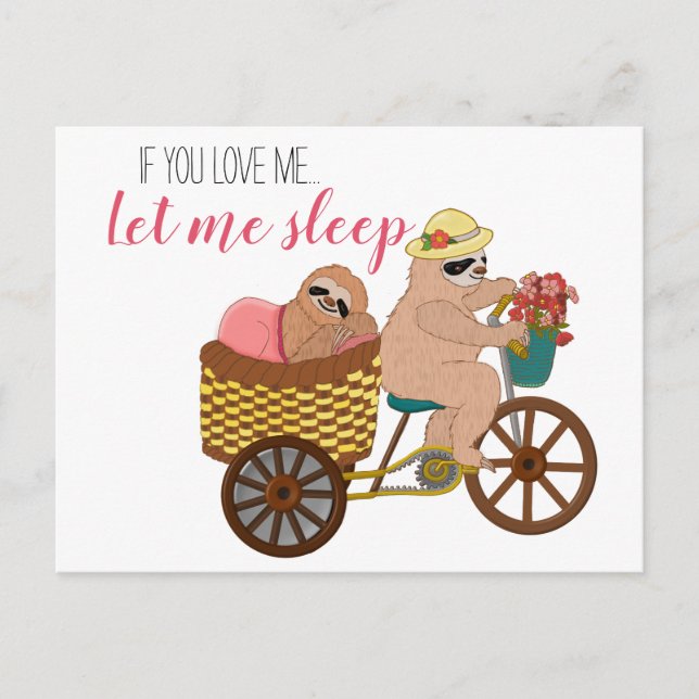 Postal Personalizado de Cute Lazy Sloth | Si Me Amas Deja (Anverso)
