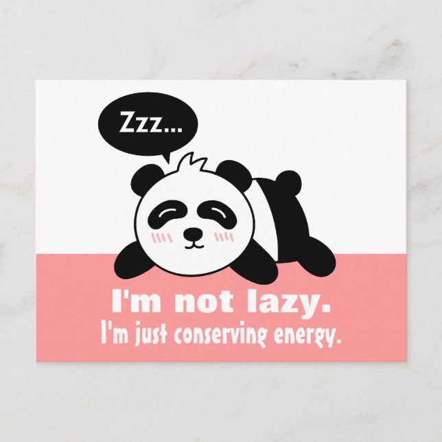 Postal Personalizado de Cute y Lazy Panda (Anverso)
