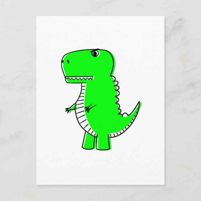 Postal Personalizado de dibujo de dinosaurios verdes (Anverso)