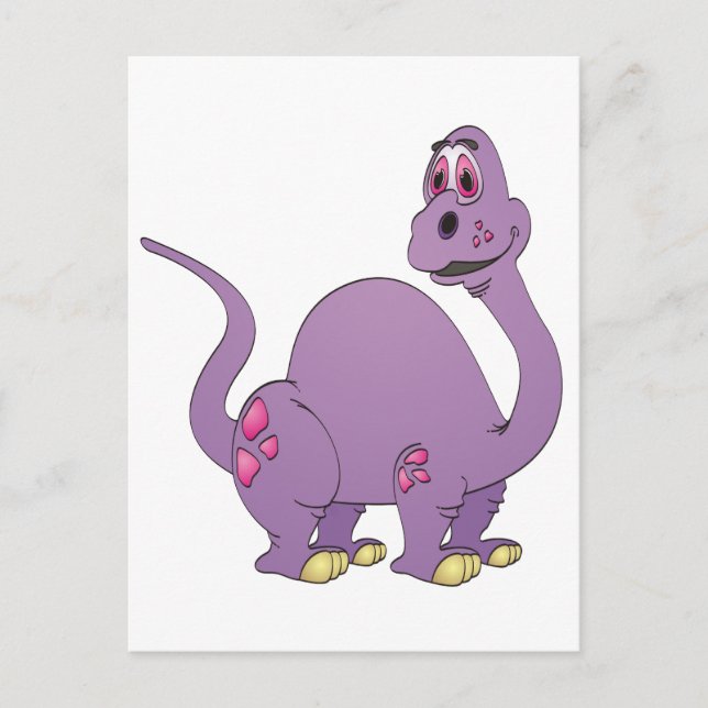 Postal Personalizado de dinosaurios morados de cuello lar (Anverso)