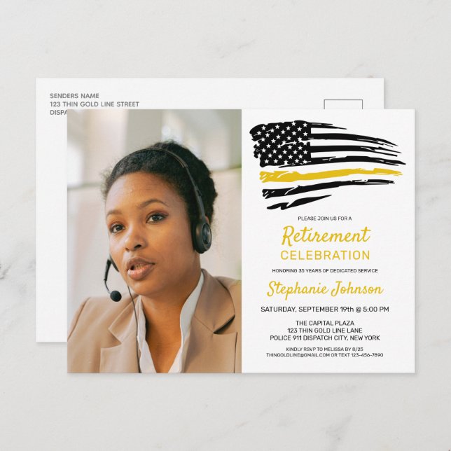 Postal Personalizado de Dispatcher Foto Jubilación de Lín (Anverso / Reverso)