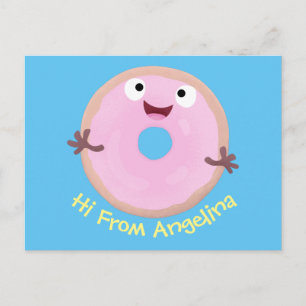 Postal Personalizado de donut rosa alegre y brillante
