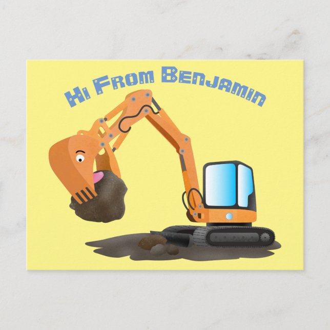 Postal Personalizado de excavadora de naranja cúpula (Anverso)