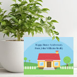 Postal Personalizado de feliz aniversario de casa<br><div class="desc">Postal feliz aniversario de casa con un lindo dibujo de una casa para que una empresa inmobiliaria los envíe a los clientes. Los responsables de préstamos y las empresas hipotecarias también pueden utilizar estas tarjetas como herramienta de marketing para recordar a los clientes anteriores que pueden estar listos para refinanciar...</div>