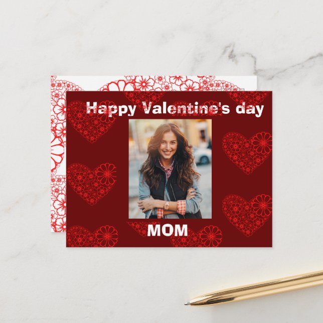 Postal Personalizado de fotografía mamá San Valentín día (Anverso/Reverso In Situ)