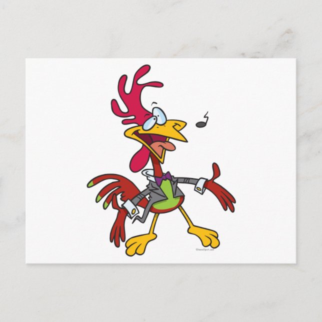 Postal personalizado de gallo de canto tonto (Anverso)