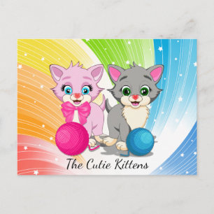 Postal Personalizado de gatitos rosados y grises
