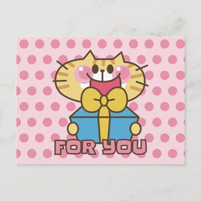Postal Personalizado de gato lindo bebé Fiesta de puntos  (Anverso)