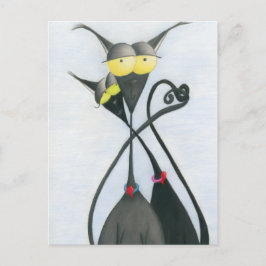 Postal Personalizado de gato negro y gris