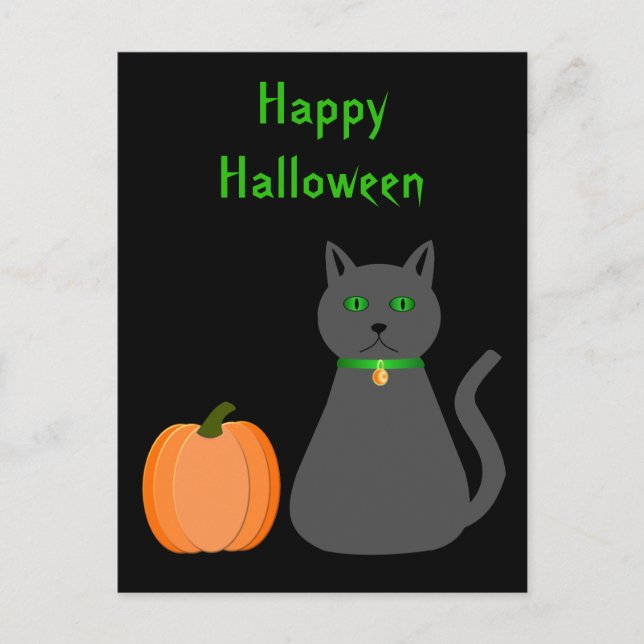 Postal Personalizado de gatos y calabazas de Halloween (Anverso)