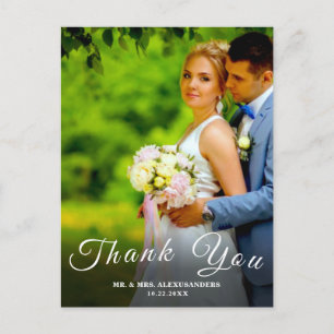 Postal Personalizado de guiones simples Foto Boda blanco 