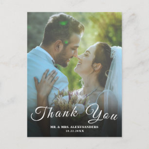Postal Personalizado de guiones simples Foto Boda blanco 