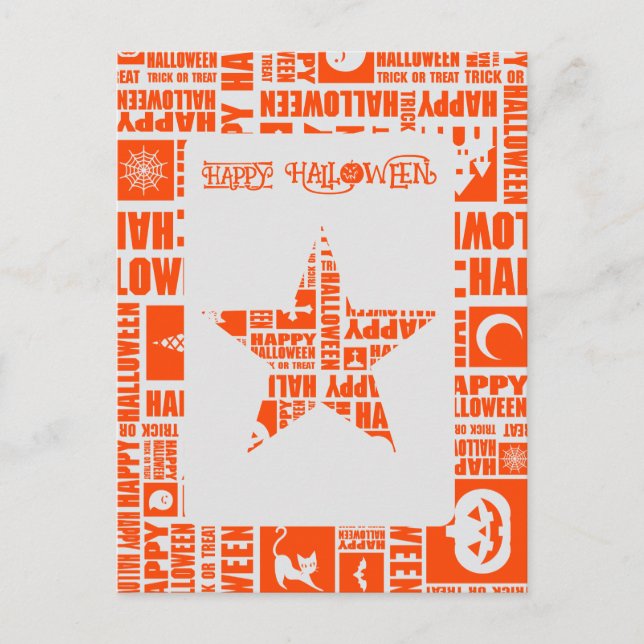 Postal Personalizado de Halloween Guay Naranja de tipogra (Anverso)