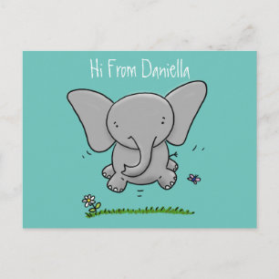 Postal Personalizado de ilustracion de elefante bebé grac