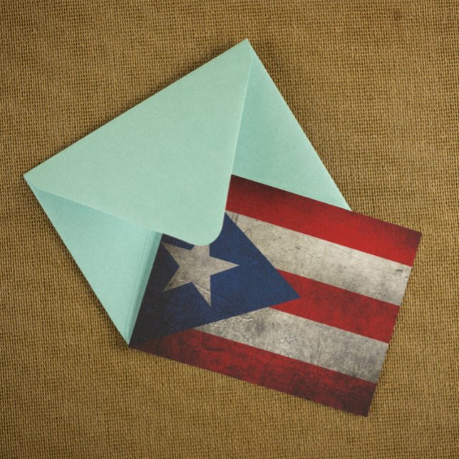 Postal Personalizado de la bandera de Puerto Rico (rustic puerto rico vintage flag postcard)