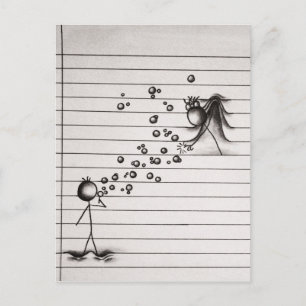 Postal Personalizado de la figura de palo niño que sopla 