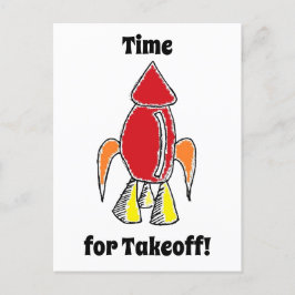 Postal Personalizado de la nave espacial Red Rocket Ship