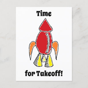 Postal Personalizado de la nave espacial Red Rocket Ship