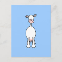 Personalizado de la vaca blanca. Fondo azul.