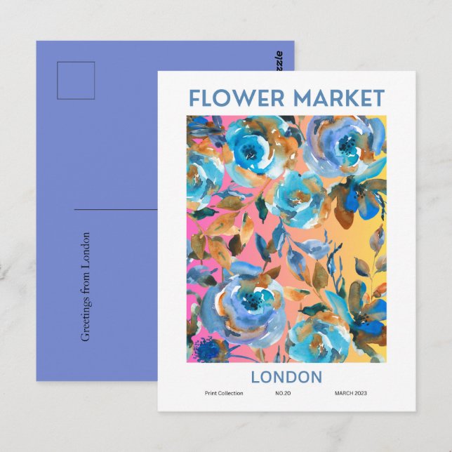 Postal Personalizado de las ciudades del mercado de flore (Anverso / Reverso)