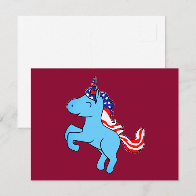 Postal Personalizado de Mane con bandera azul Patriótica  (Anverso / Reverso)
