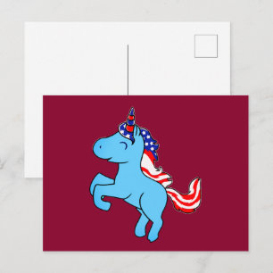 Postal Personalizado de Mane con bandera azul Patriótica 
