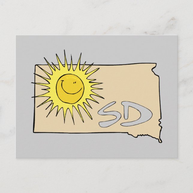 Postal Personalizado de mapas SD de Dakota del Sur Sonrie (Anverso)
