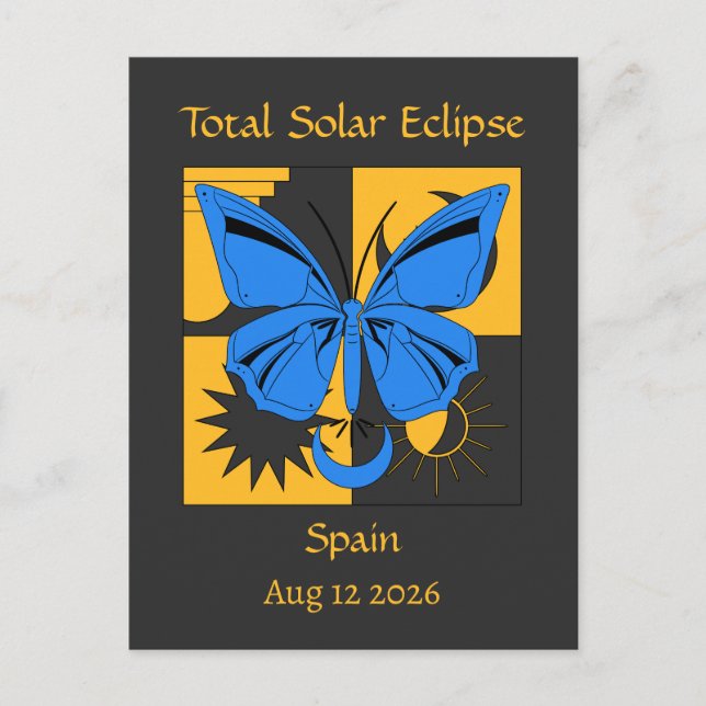 Postal Personalizado de mariposa de eclipse solar total (Anverso)
