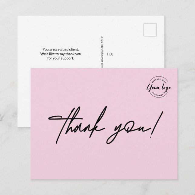 Postal Personalizado de Moda rosa Salón de belleza logoti (Anverso / Reverso)