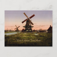 Postal personalizado de molinos de viento holandes