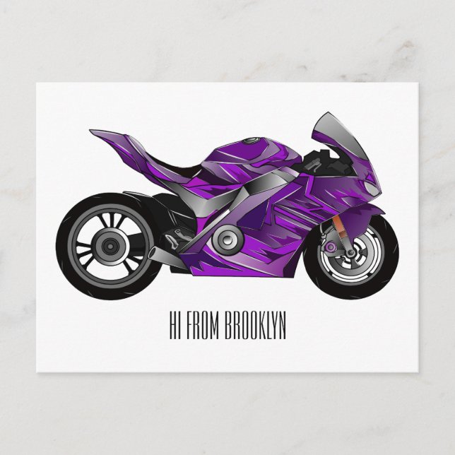 Postal Personalizado de motocicleta Purple (Anverso)