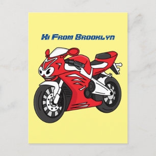 Postal Personalizado de motocicleta roja