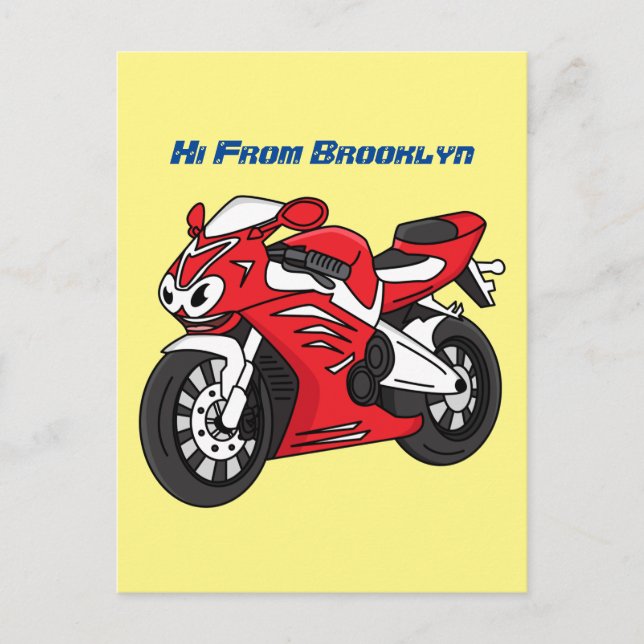 Postal Personalizado de motocicleta roja (Anverso)